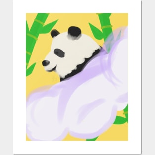 Panda in a Purple Cloud by Yuuki G Posters and Art